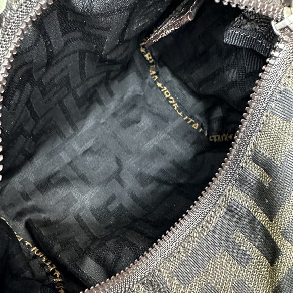 Authentic FENDI 2151/26541/009 Mini Handbag Pouch Zucca Nylon Canvas Khaki Brown - Picture 7 of 7